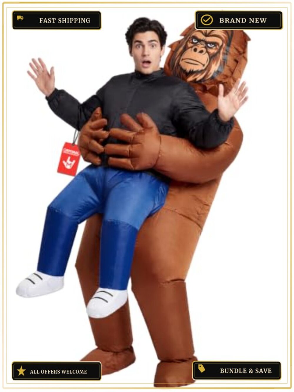 Inflatable Bigfoot Carry Me Illusion Adult Halloween Costume